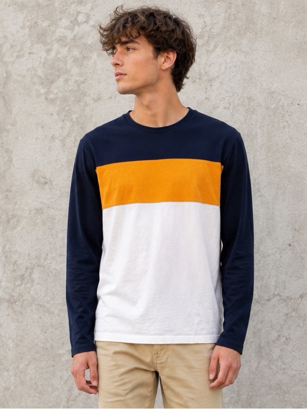 Old Navy Navy, Gold & White Colorblock Long-Sleeve Crew